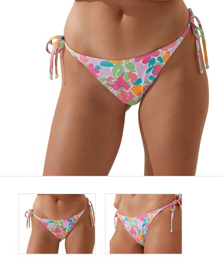 Cotton on Women's Printed Tie Side Bikini Bottoms - Celeste Floral/white, XL