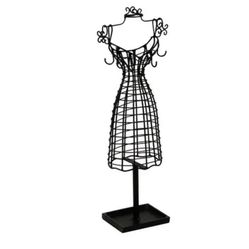 Black Metal Wire Dress Form Table Decor Or Jewelry 