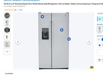 GE 25.3-cu ft Standard-Depth 36-in Wide Refrigerator w/ Ice Maker ,Water and Ice  (Stainless)