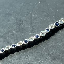 Saphhire And Topaz Sterling Silver Bracelet 