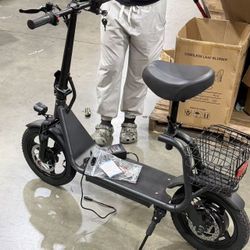 Electric Scooter with Seat for Adults, Peak 1300W Motor, 28-35 Miles Range eScooter, 48V 13Ah Li Battery, 20MPH Foldable Commuter E-Scooter with Baske
