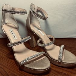 Nina Symonne beaded Platform Ankle-Strap High heels, Size 10
