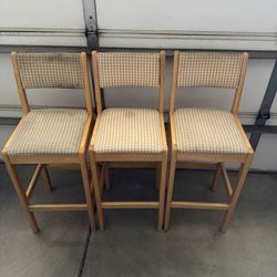 3 Kitchen Island Bar Stool Chairs with Backs