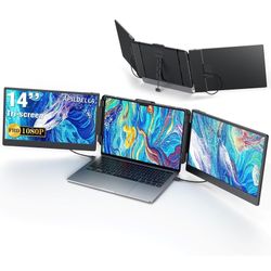 14’’ Triple Laptop Screen Extender, 1080P FHD Portable Dual Monitor for Laptop USB C HDMI, Plug-Play Monitor Extender for Triple Display for Mac/Windo