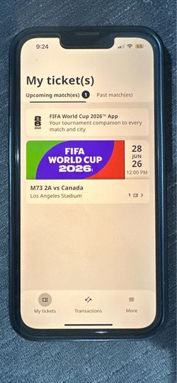South Africa vs Canada 1 Ticket Category 1 SoFi stadium June 28