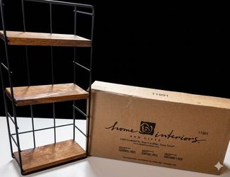 Vintage Home Interiors & Gifts 3-Tier Wire & Wood Wall Shelf - New in Box