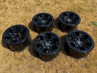SET OF 5 17” FORD BRONCO WILDTRAK SASQUATCH WHEELS RIMS FACTORY OEM 2023 GLOSS BLACK