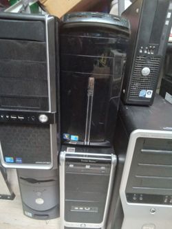Lot of 6 computers (5 PC and 1 case)  Dell Gateway Diablotek
Hard drive removed from all systems.