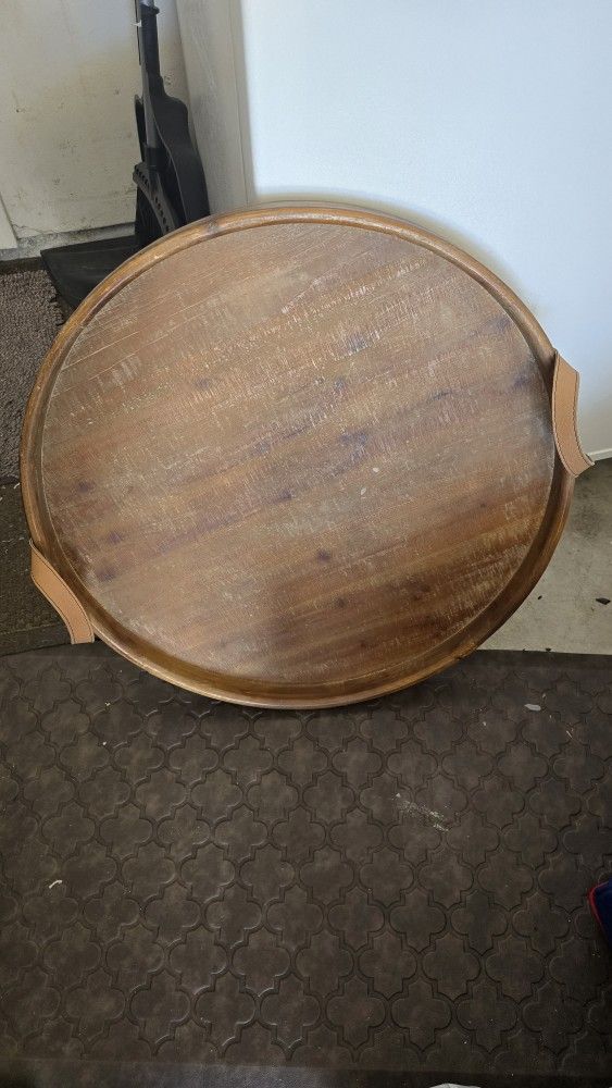 Vintage Round Wooden Tray.made For Decoration 44.8"19.4" $ 25.00