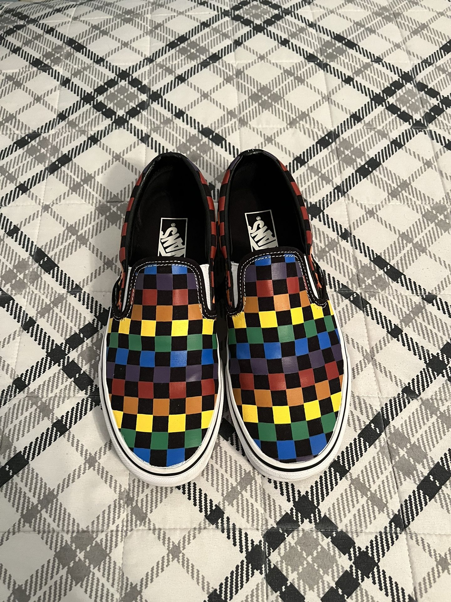 Rainbow Checkered Vans (Men’s 8)