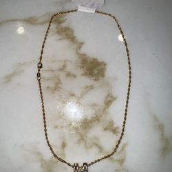 Gold Rope Chain Necklace with Rainbow Crystal ‘H’ Pendant – Fashion Jewelry (NEW)