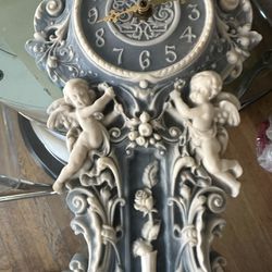 Georgies Vintage Incolay Stone Cherub Clock And Jewelry Box $187.00 Each 