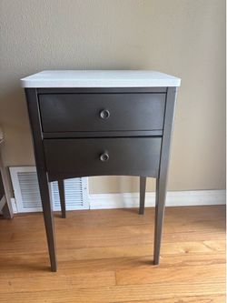 Two-Drawer Espresso with white top Accent Table / Nightstand