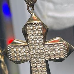 10k Gold Necklace With Dimmed Incrested 10k Gold Cross