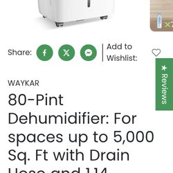 Waykar 80 Pint Dehumidifier 