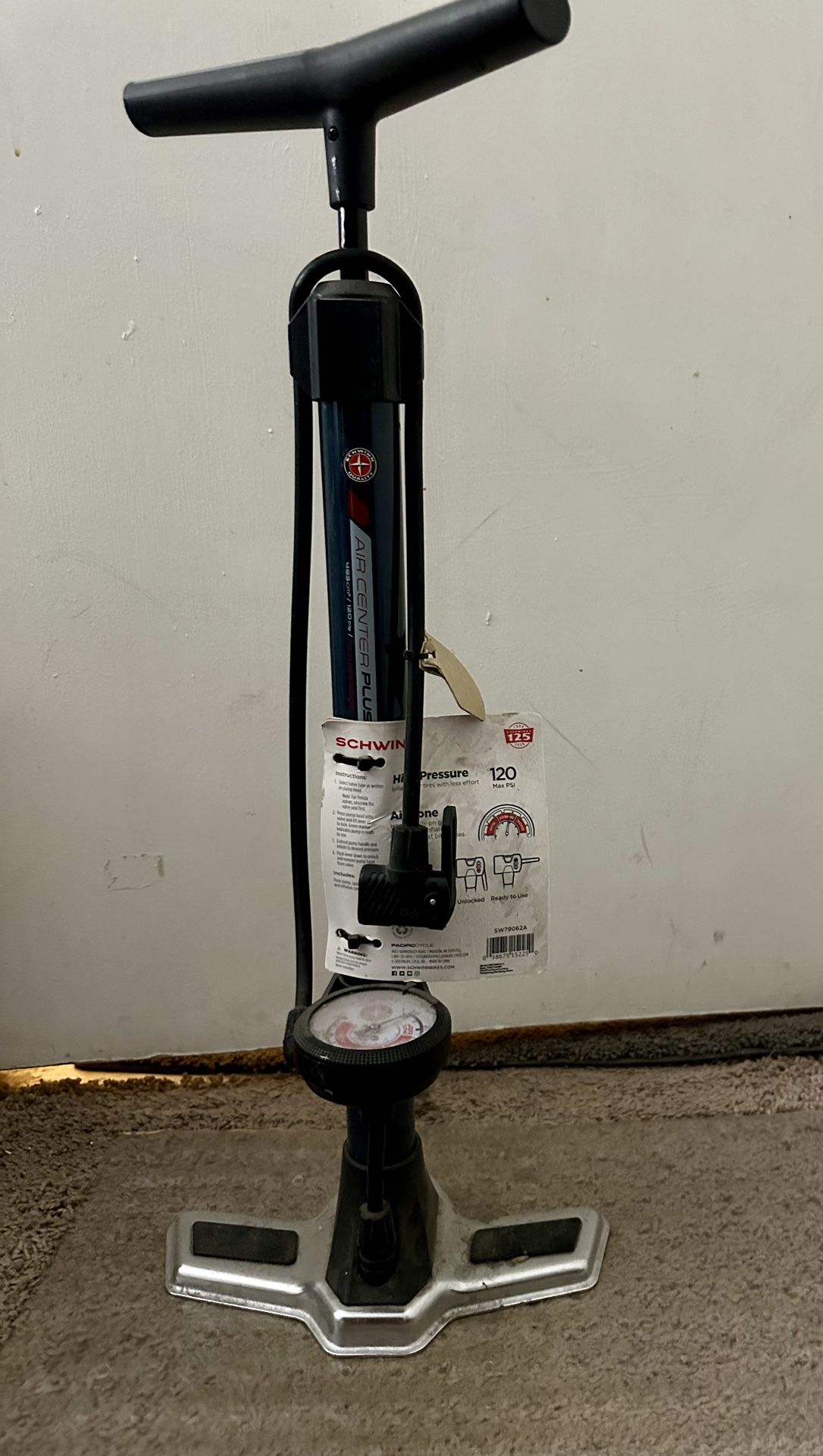 Brand new bike pump with pressure gauge with dual head( fits all kind of tires)