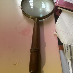 Vintage Brass & Carved Bovine Bone Magnifying Glass