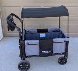 Gray Wonderfold W1 Double Wagon + 2 Sun Canopies + Accessories