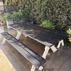 8 foot wood outdoor picnic table with benches