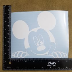 Mickey Mouse (Peeking) Vinyl Decal - White