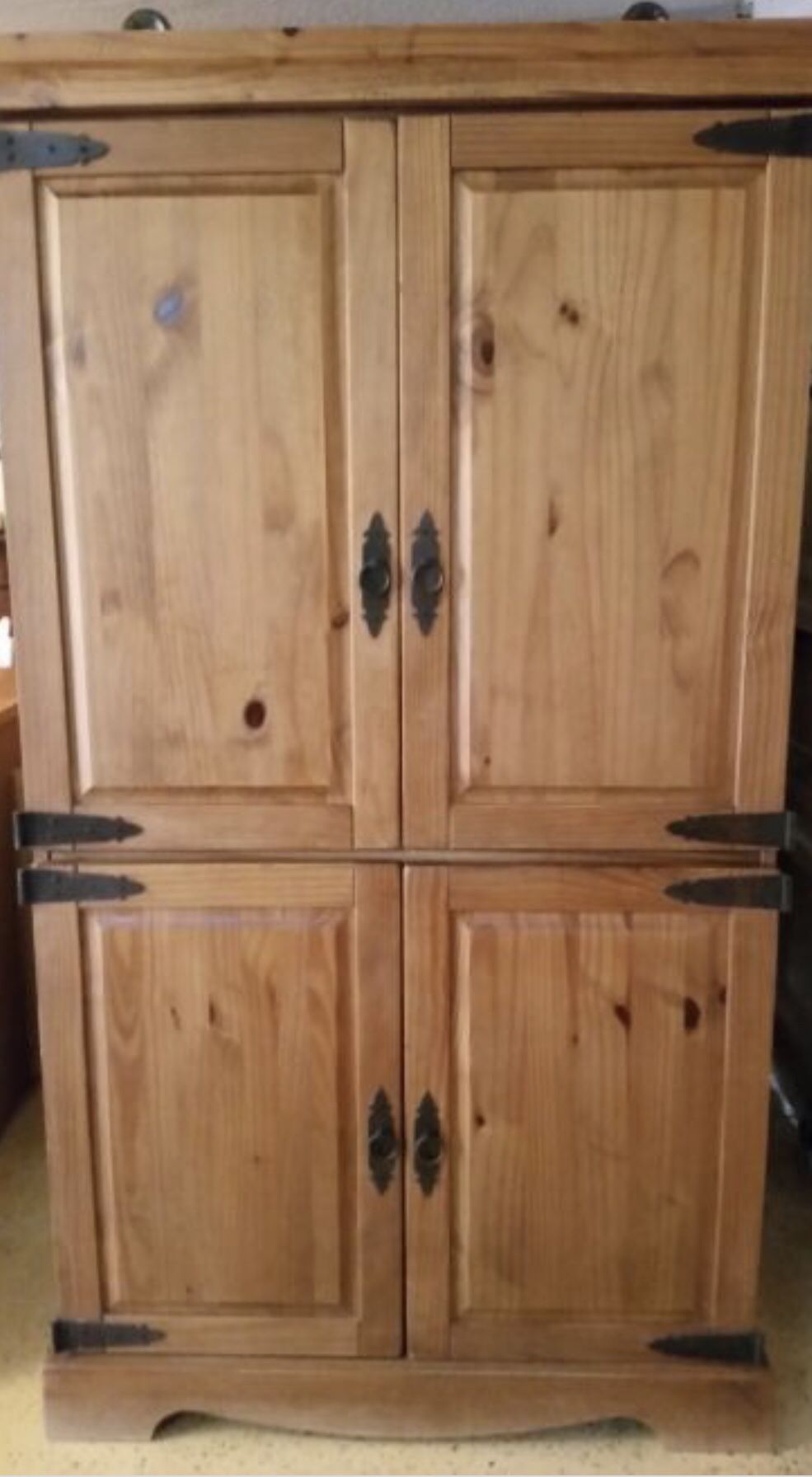 Pier 1 Imports Rustic Pine Armoire TV Media or Desk Cabinet