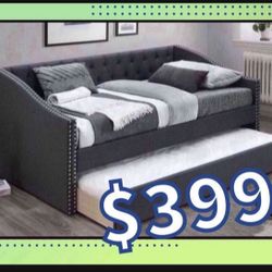 Brand New In Box Day Bed W/ Slats + Trundle  And 2 Mattresses. Pick Up  In  Long Beach