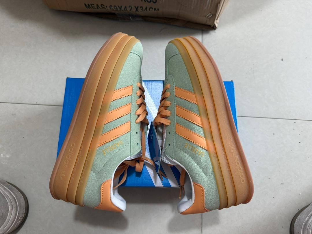 Adidas Gazelle Bold Womens Shoes Size 8, Color: Semi Green Spark/Orange-Green