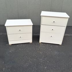 White 2 And 3 Drawer Nightstand With Diamond Knobs💎