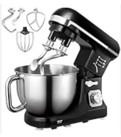5.5QT Stand Mixer Electric with Double Dough Hook, Wire Whip & Beater, 6+ P Speed Tilt-Head Food Mixer, Black