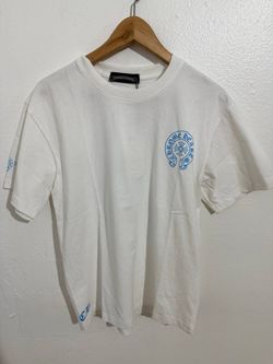 CHROME HEARTS BLUE TRIPLE CROSS WHITE T-SHIRT NEW COLLECTION