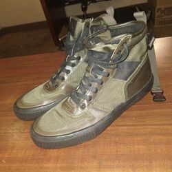 Frye Mens Combat Military Boots Green Brown Ankle Strap Lace Up Sz 10   (contact info removed)-OLM