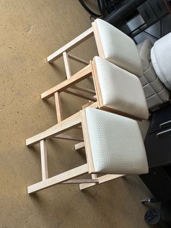 Set of 3 Wood Frame Dining Chairs