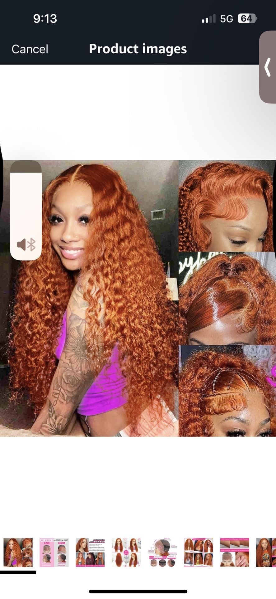 Lace Front Wig Ginger Color