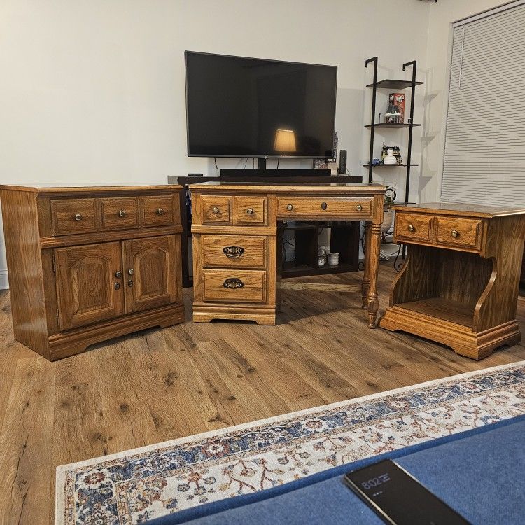 3 Piece Furniture Set (Desk, Cabinet, Night Stand)