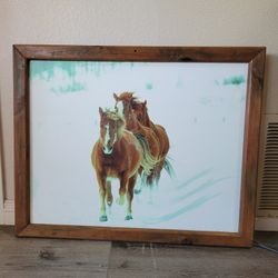 Framed Horse Print On Canvas