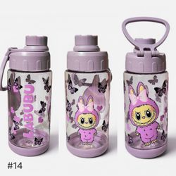Labubu Violet Girls Water Bottle Tumbler 18oz With Portable Handle