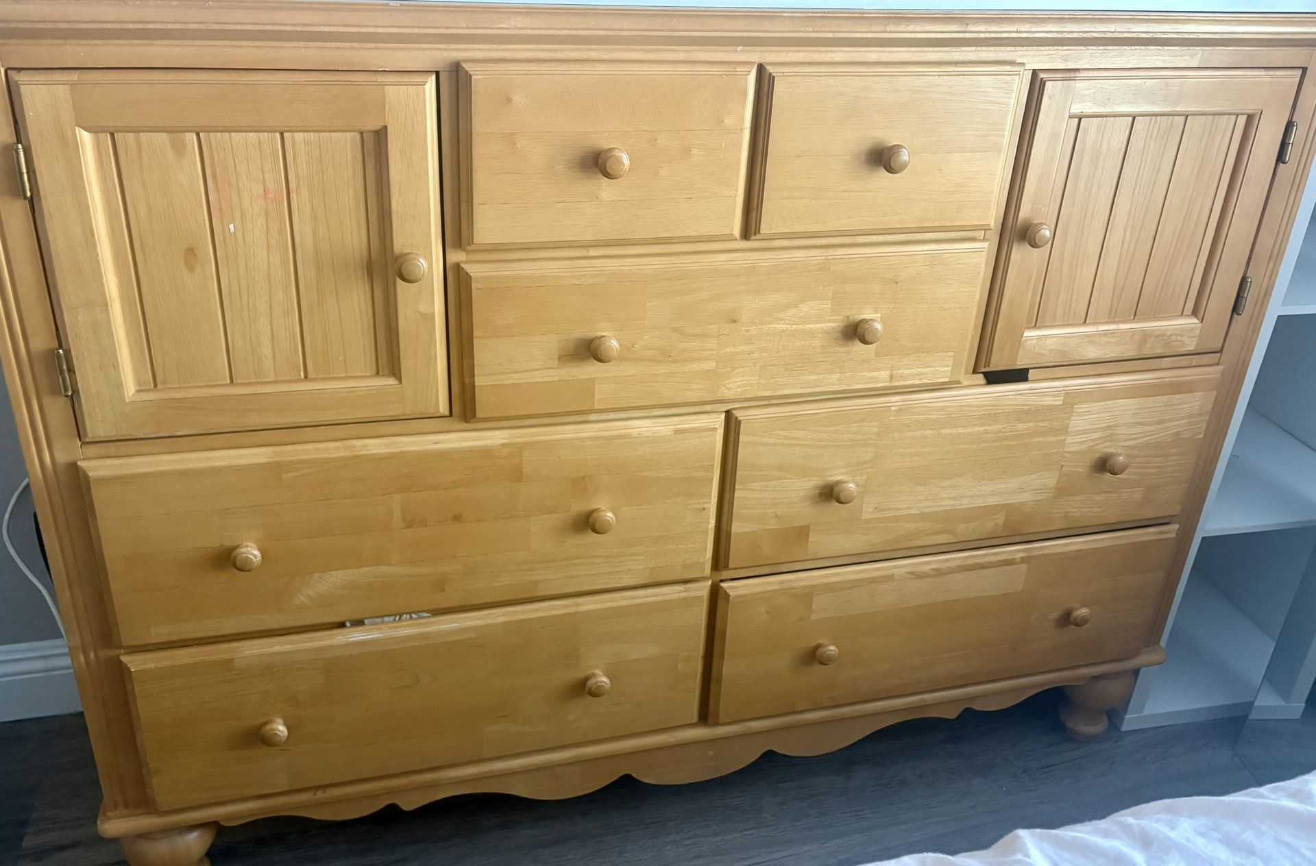 Dresser, nightstand, mirror all wood matching set