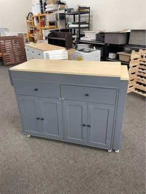 Assembled New Sell AS IS Kitchen Island with Extendable Table, Mobile Kitchen Cart on Wheels
