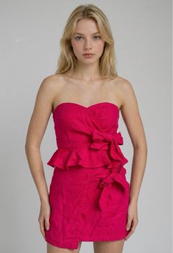 Hot Pink Strapless Ruffle Mini Dress