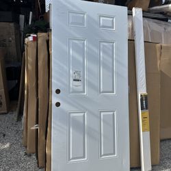 Masonite 36 in. x 80 in. Fire-Rated Left Hand Inswing 6 Panel Steel Fire Prehung Comes Wt Doors Jump  Kit 