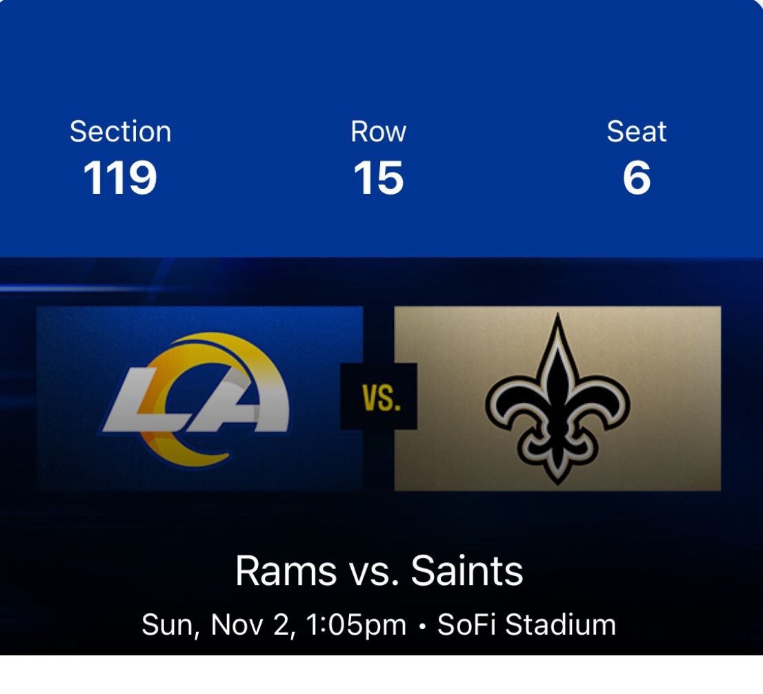 RAMS vs SAINTS Nov. 2, 2025 @ SoFi Stadium