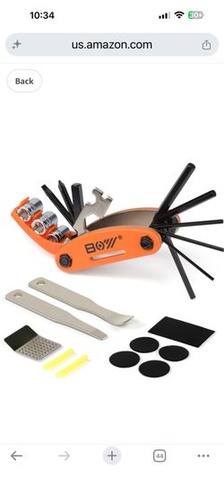 Bike Tool Kit Set, Portable Bike Repair Kit include 16 in 1 Multi Tool, 2 iron Tire Levers and 5 Pre-glued Patch Tire Patch, Metal Files, All in One M