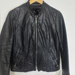 Genuine Leather Biker Jacket – Short Style – Zipper Damage (AS-IS)
