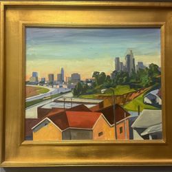 Raymond Cuevas “View Of Downtown Los Angeles” Oil Painting 