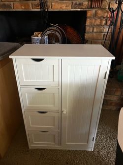 White Storage Cabinet with 4 Drawers
