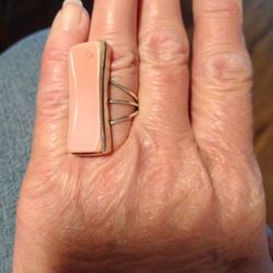 Large Pink Stone Ring/Sterling Silver