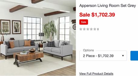 Apperson Living Room Set by Coastal Two Sofas Grey Fabric Black metal legs