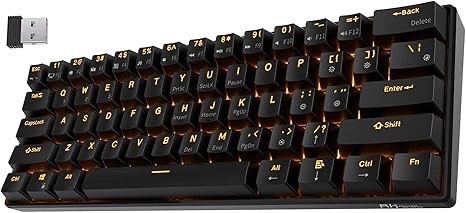 RK ROYAL KLUDGE RK61 Wireless 60% Triple Mode Mechanical Keyboard, 61 Keys Bluetooth Mechanical Keyboard, Compact Gaming Keyboard with Programmable So