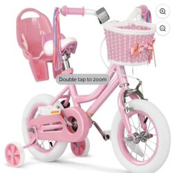 381
XJD Girls Bike for Toddlers 3-9 Years Old Kids, 12 Inch Kids Bike with Training Wheels, Streamers, Basket and Doll Seat, Children Bicycles with Ha
