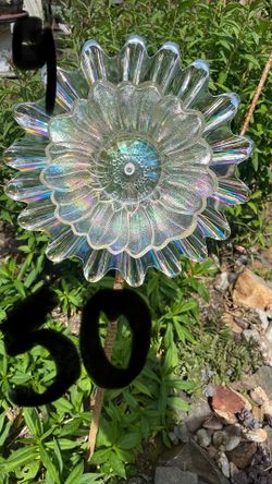 Vintage dish Flower Yard Art